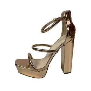 Liliana Yuko-80 Womens Gold Platform High Heels Open Toe Strappy Heels Sandals 9
